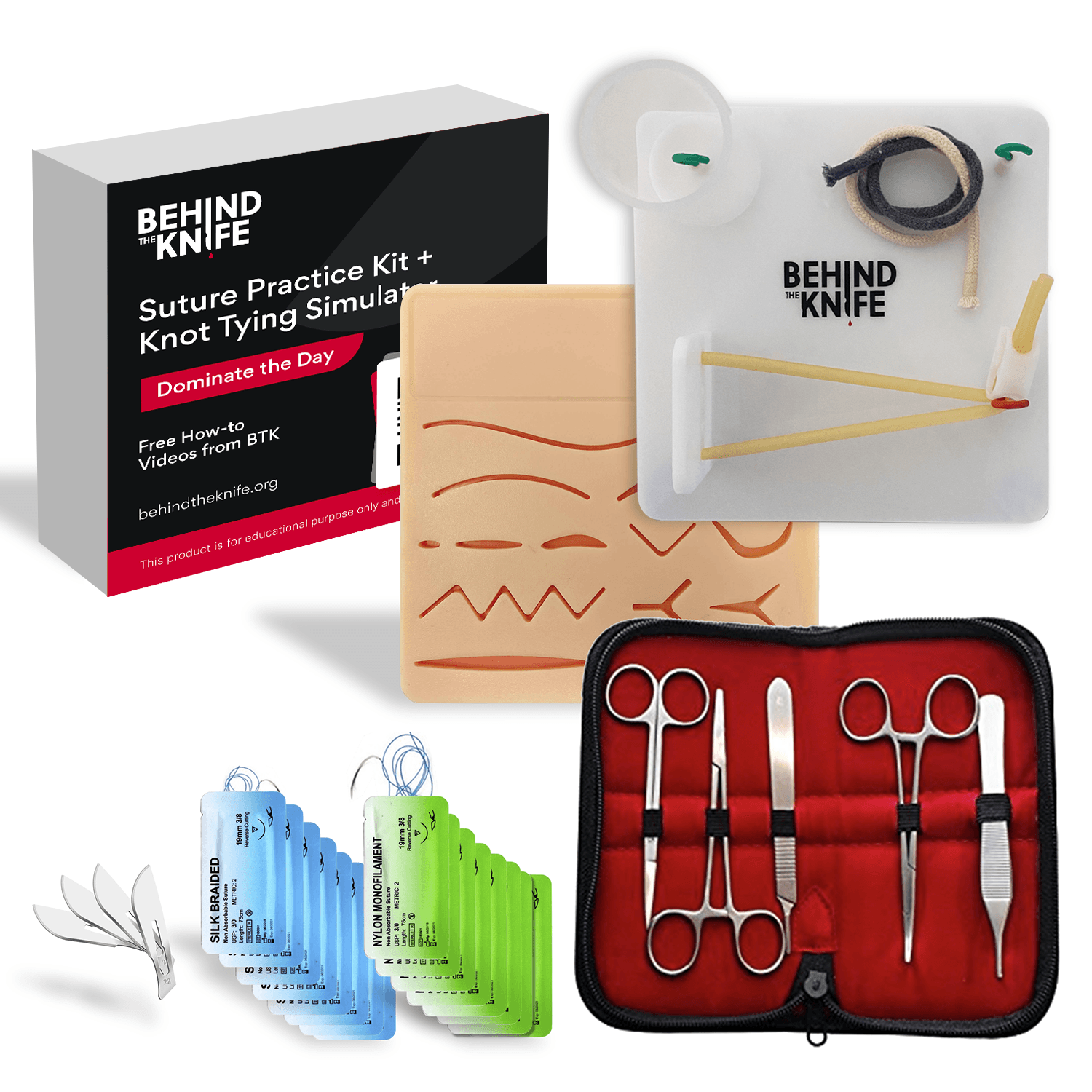 Behind the Knife Suture Practice Kit + Knot Tying Simulator